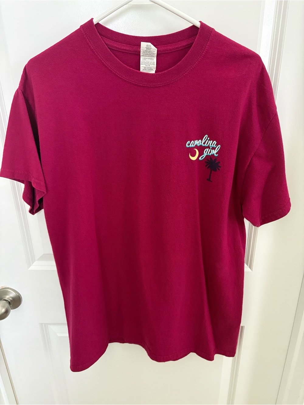 Gildan Deep Berry Short Sleeve Tee with Carolina Girl graphic